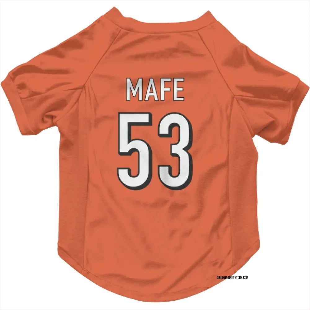 Cincinnati Bengals Boye Mafe Orange Pet Jersey for Dog & Cat