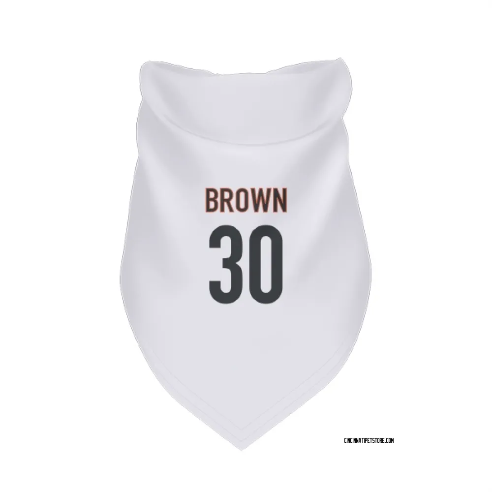 Cincinnati Bengals Chase Brown White Pet Bandana for Dog & Cat