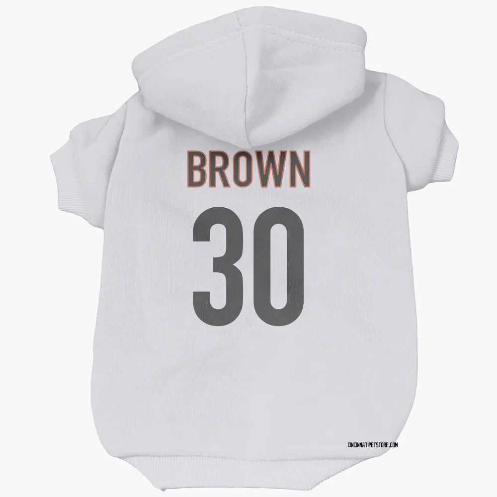 Cincinnati Bengals Chase Brown White Pet Hoodie for Dog & Cat