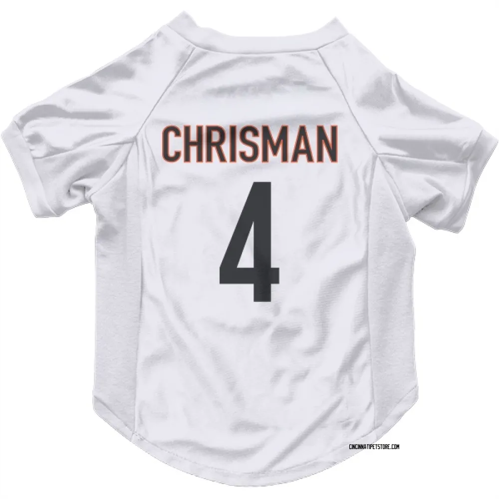 Cincinnati Bengals Drue Chrisman White Pet Jersey for Dog & Cat