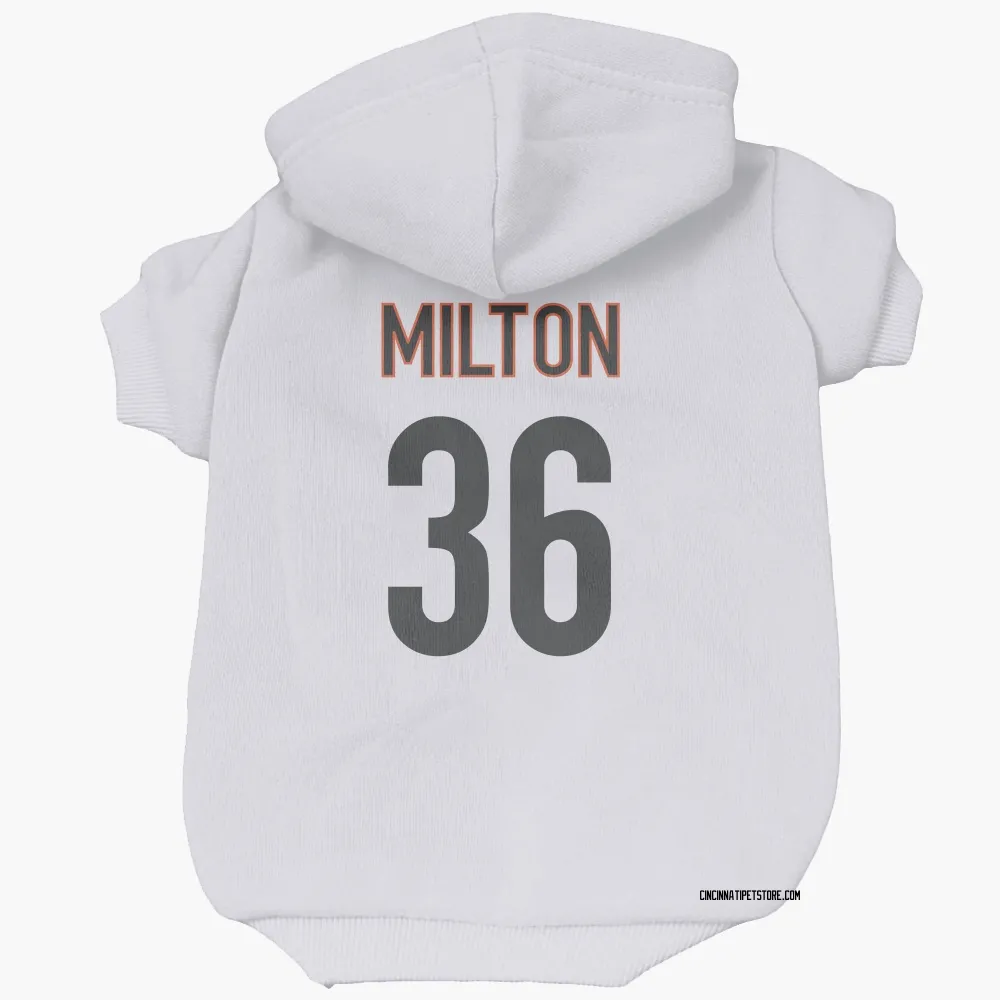 Cincinnati Bengals Kendall Milton White Pet Hoodie for Dog & Cat