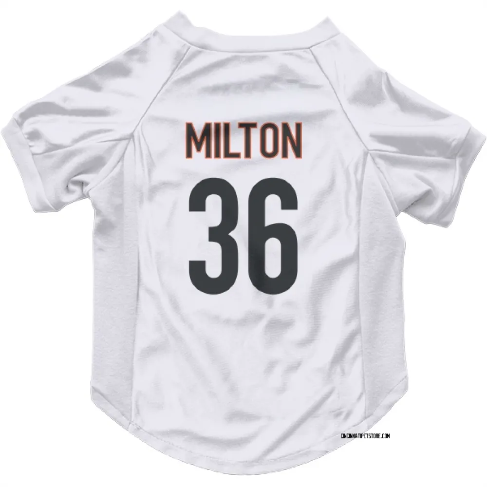 Cincinnati Bengals Kendall Milton White Pet Jersey for Dog & Cat